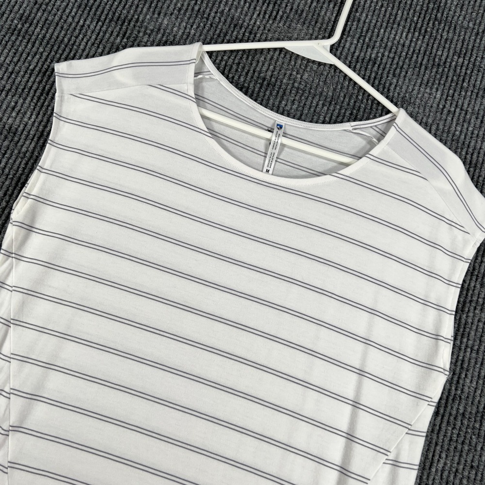 Kuhl Shirt Womens Medium White Striped Sleeveless Outdoor Hiking Casual Light